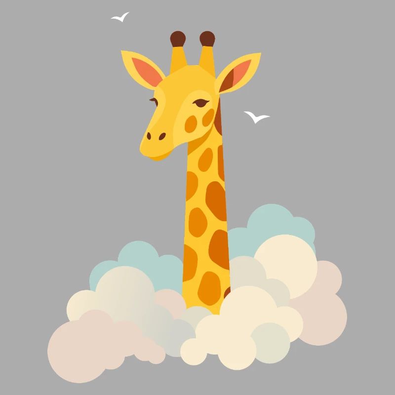 Gentle giraffe above the clouds – Dreamlike motif