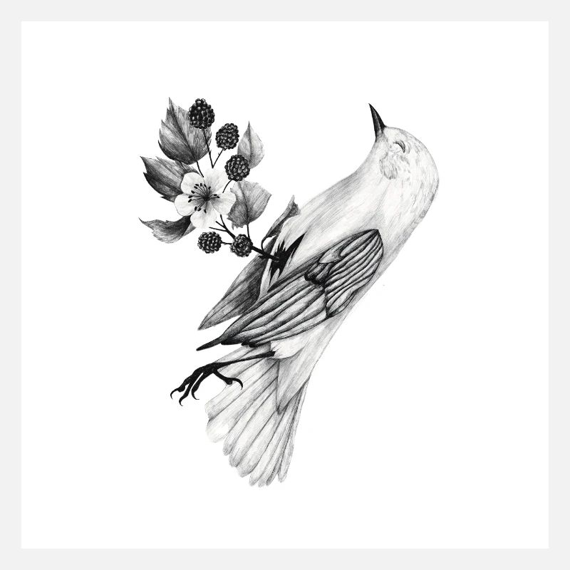 Bird with plants