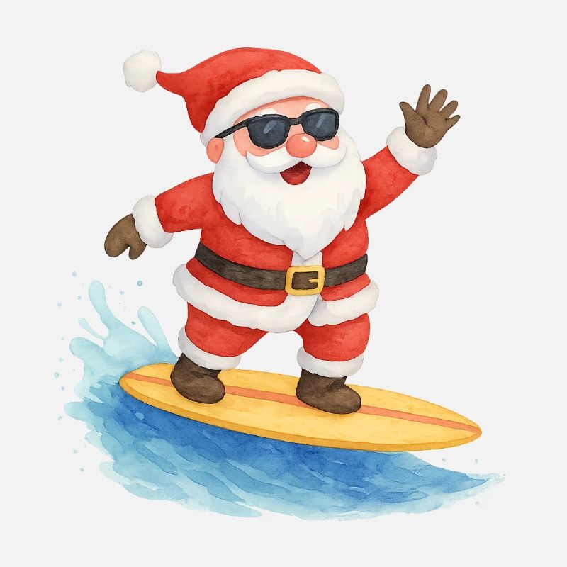 Conception de Noël Cool Santa Surfer