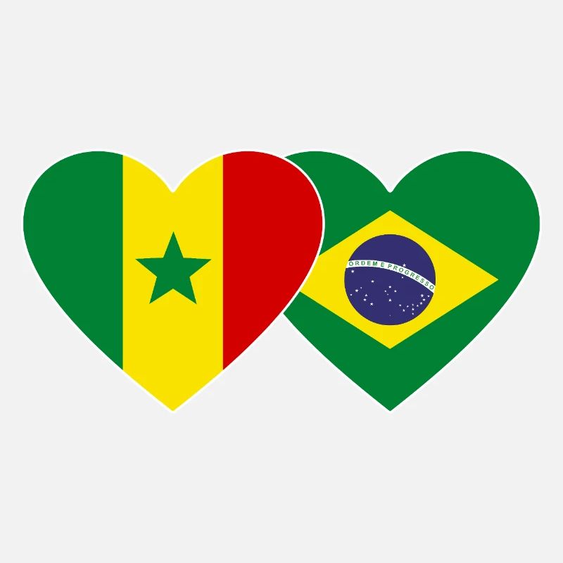 Sénégal Brésil Drapeau Mains Coeur Forme