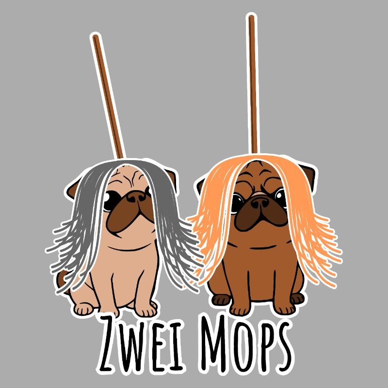 Zwei Mops - Hunde oder Putzgeräte? Hunde Humor?