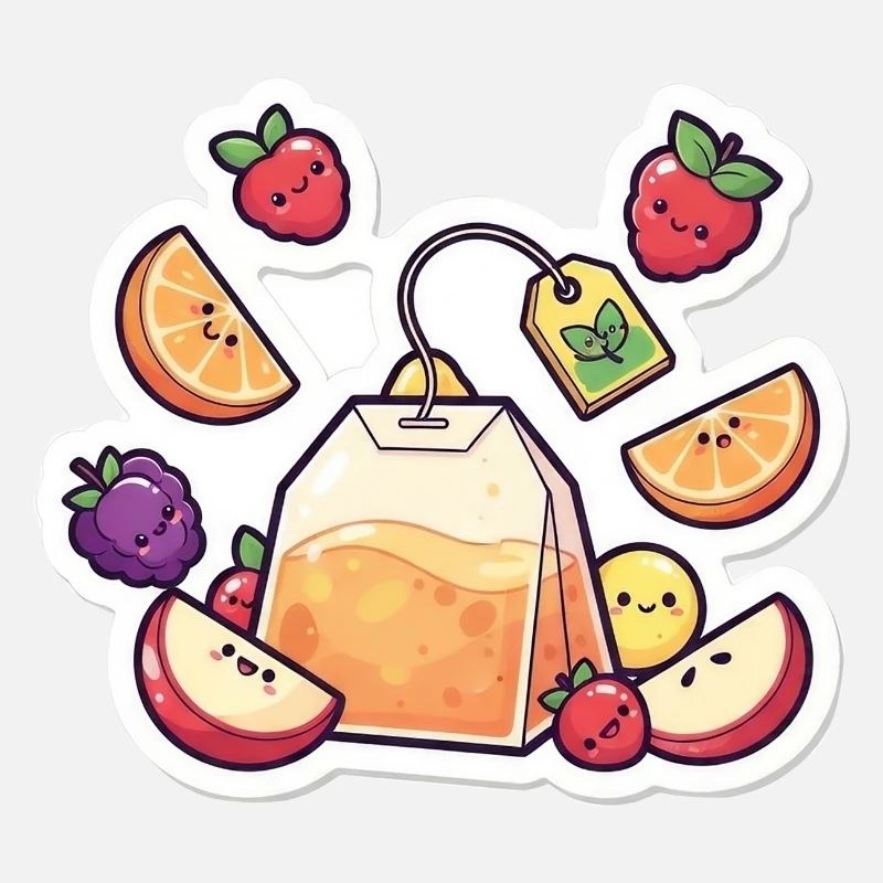 Fruchtige Lunchbag Tee ,tea Cartoon Sticker