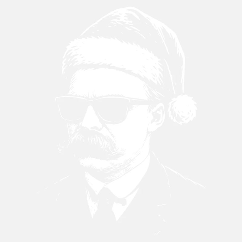 Nietzsche als Weihnachtsmann mit schwarzer Sonnenbrille