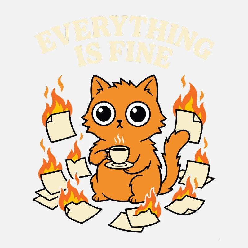 Everything Is Fine Coffee Cat Chaos Funny