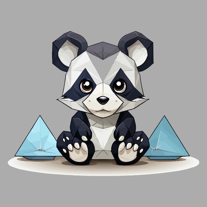 Low-Poly Panda am Eisgebirge