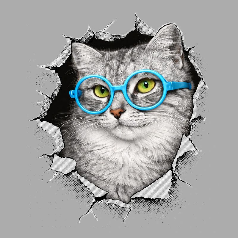 Chat mignon – Arts techniques mixtes Blue Glasses