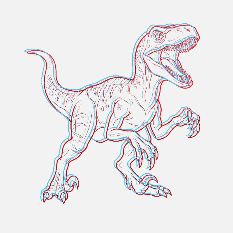 Squelette 3D de dinosaure néon