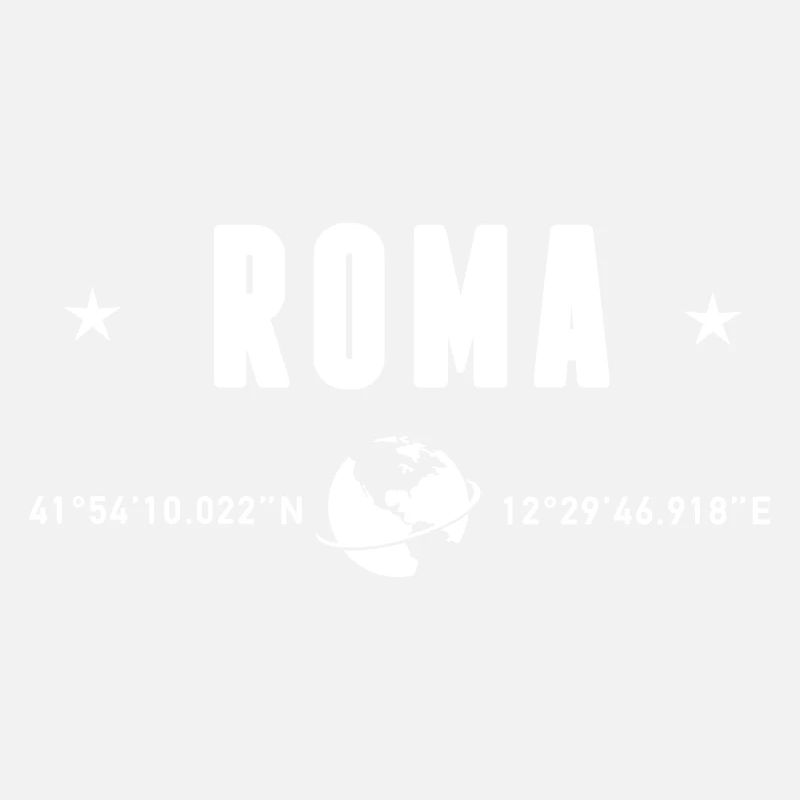 Roma Italy GPS Coordinates White Globe
