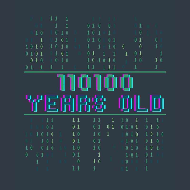 52nd Birthday 52 years old Binary Code Computer Science