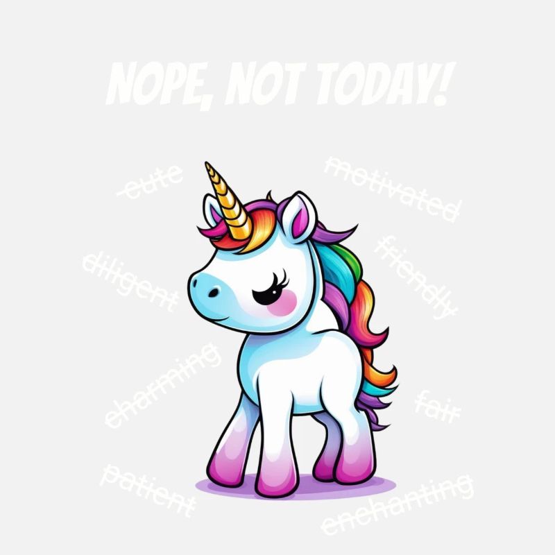 Nope, not today -unicorn (white)