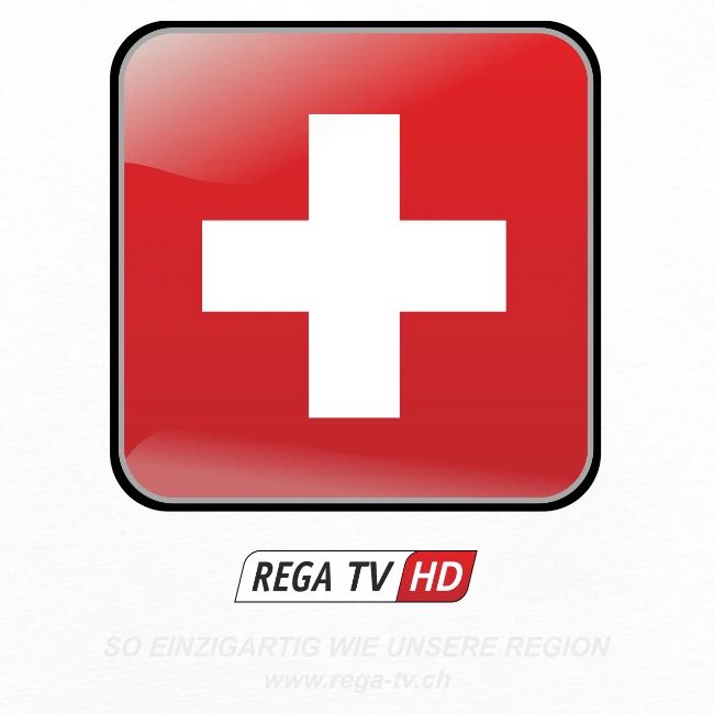 REGA-TV: Switzerland, weisse Schrift