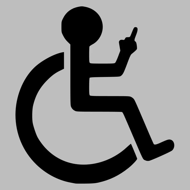 Rollstuhlfahrer mit Mittelfinger #