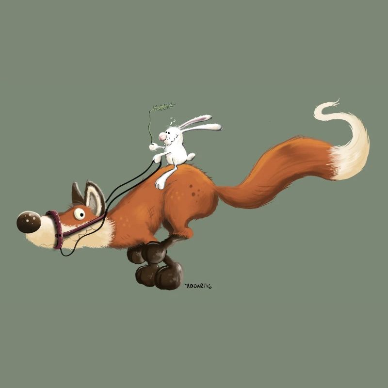 Rabbit riding a fox