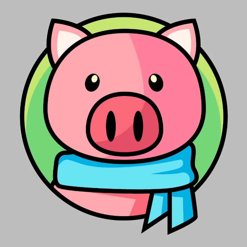 Cochon rose avec écharpe