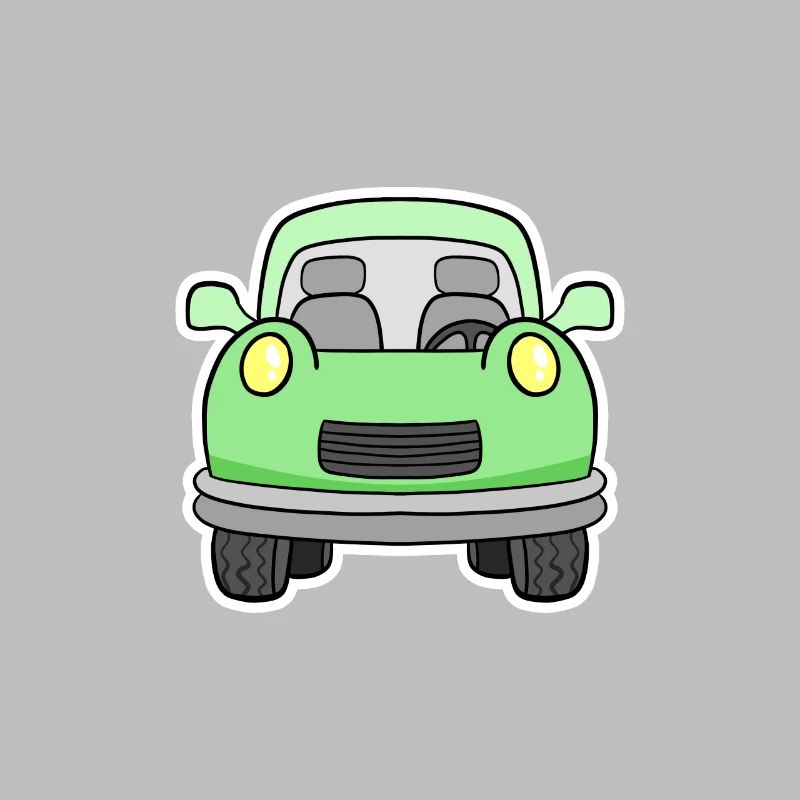 Cheerful green wagon front view