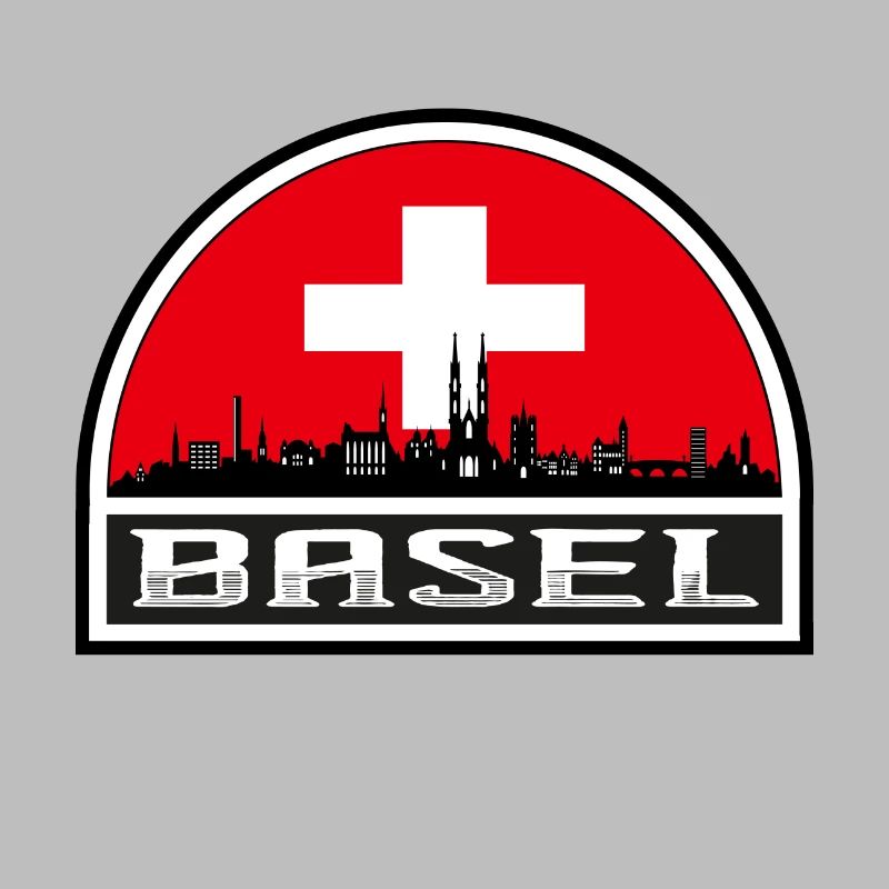 Bâle Suisse Skyline Silhouette Drapeau Suisse Tr