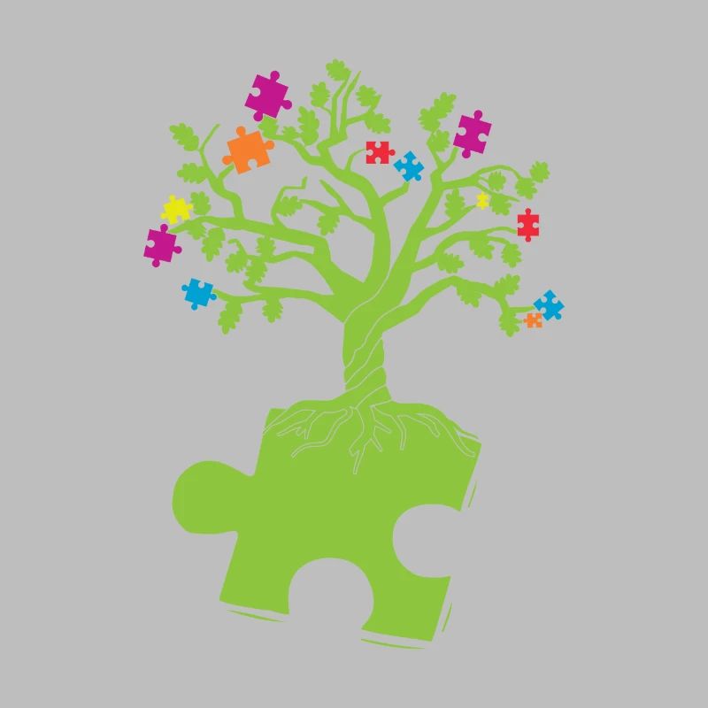 Autismus Awareness Puzzle Baum