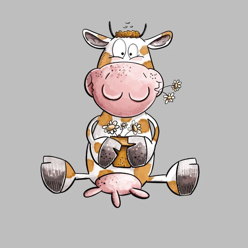 Vache avec des fleurs