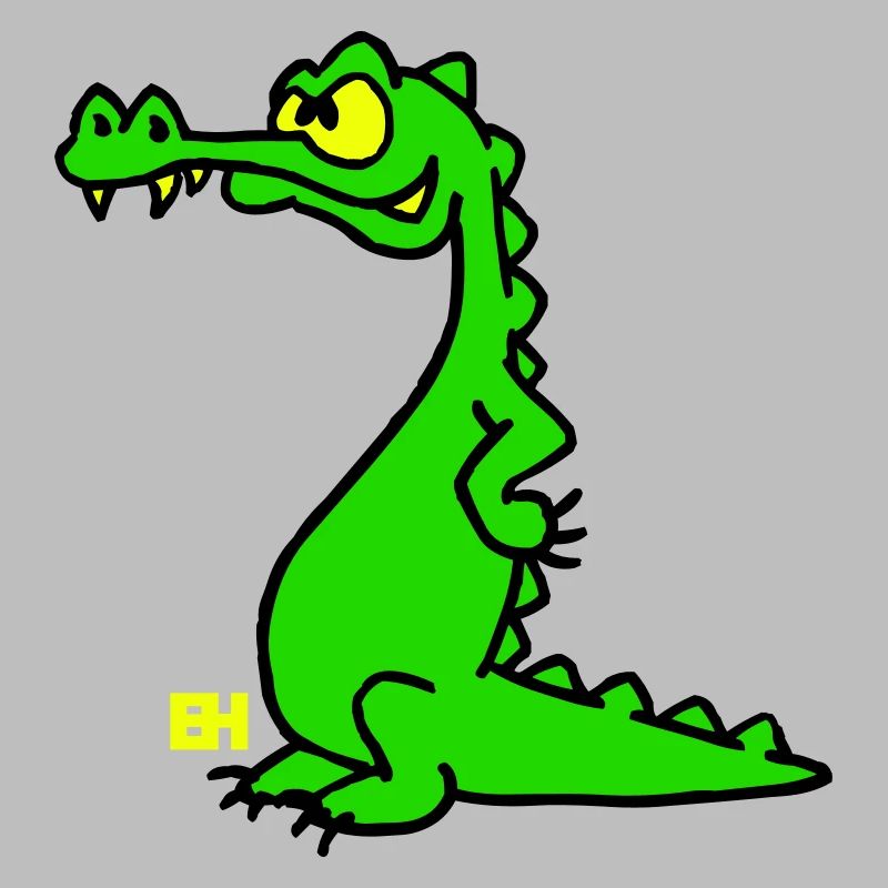 Crocodile souriant, design à trois couleurs