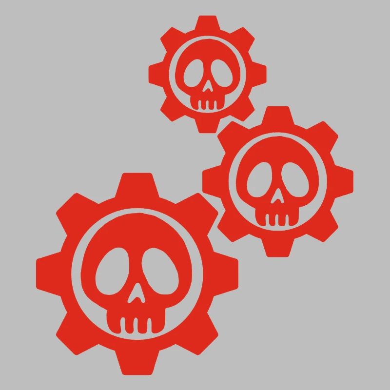 Crânes et engrenages rouges