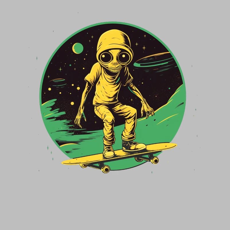 Alien sur skateboard