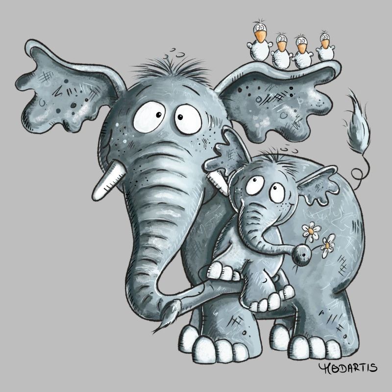 Maman éléphant et bébé éléphant