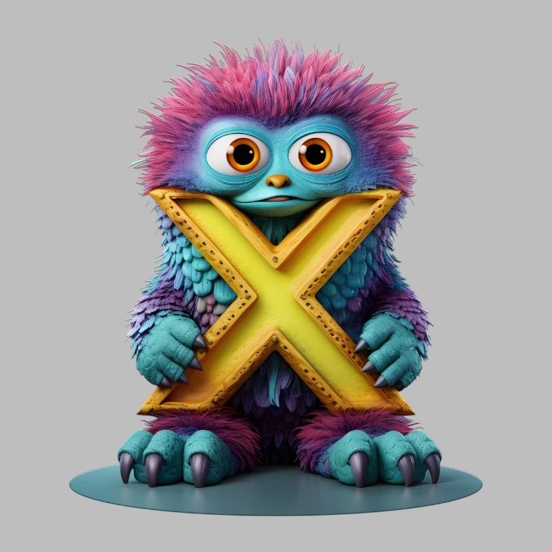 Monstre multicolore avec X