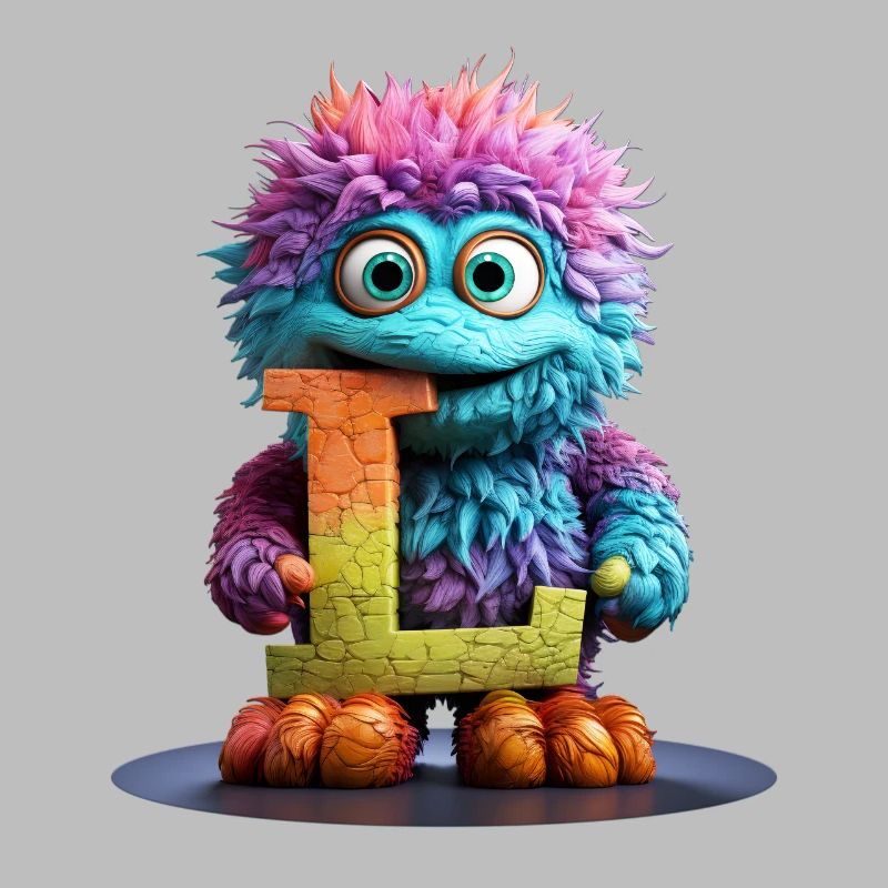 Regenbogenmonster mit Buchstabe L