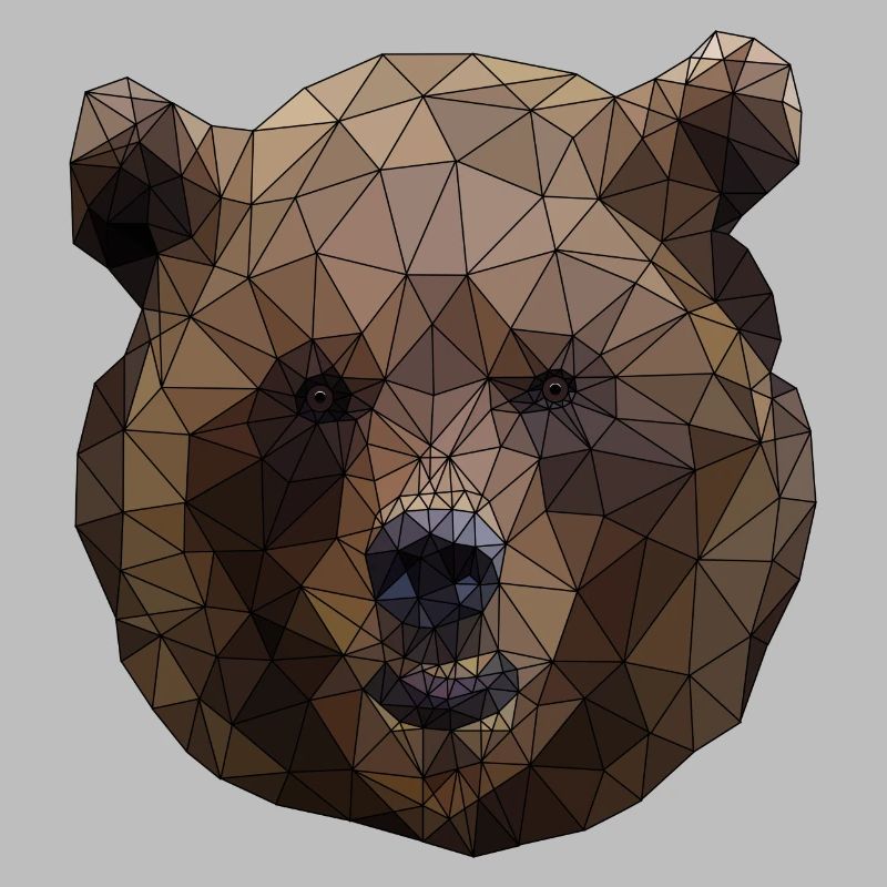 Polygonal Brown Bear Triangulaire Low Poly Art