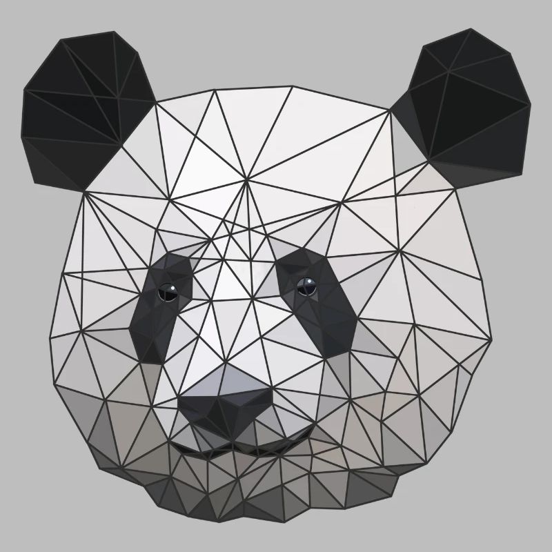 Polygonal Panda Bear Low Poly Art Triangle Shapes