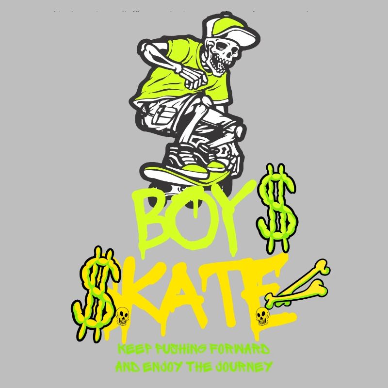 garçon planche à roulettes crâne conception graphique