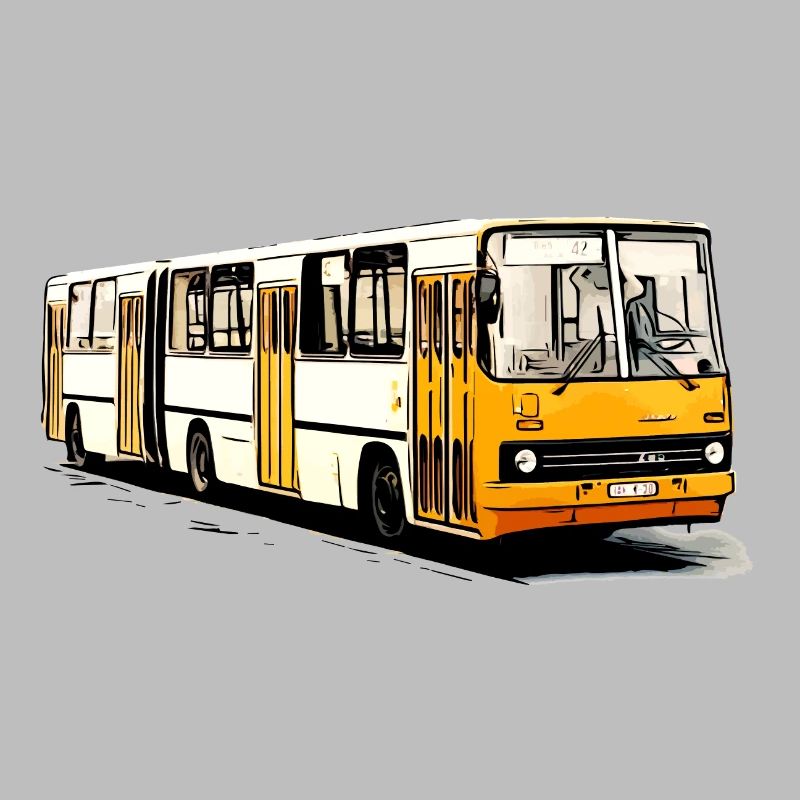Bus articulé Ikarus jaune blanc