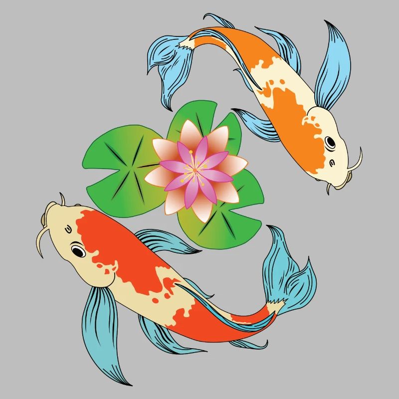 Koi et fleur de lotus