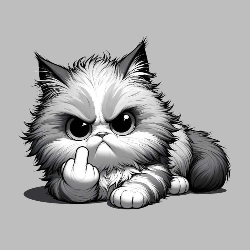 Grumpy Katze mit frechem Mittelfinger