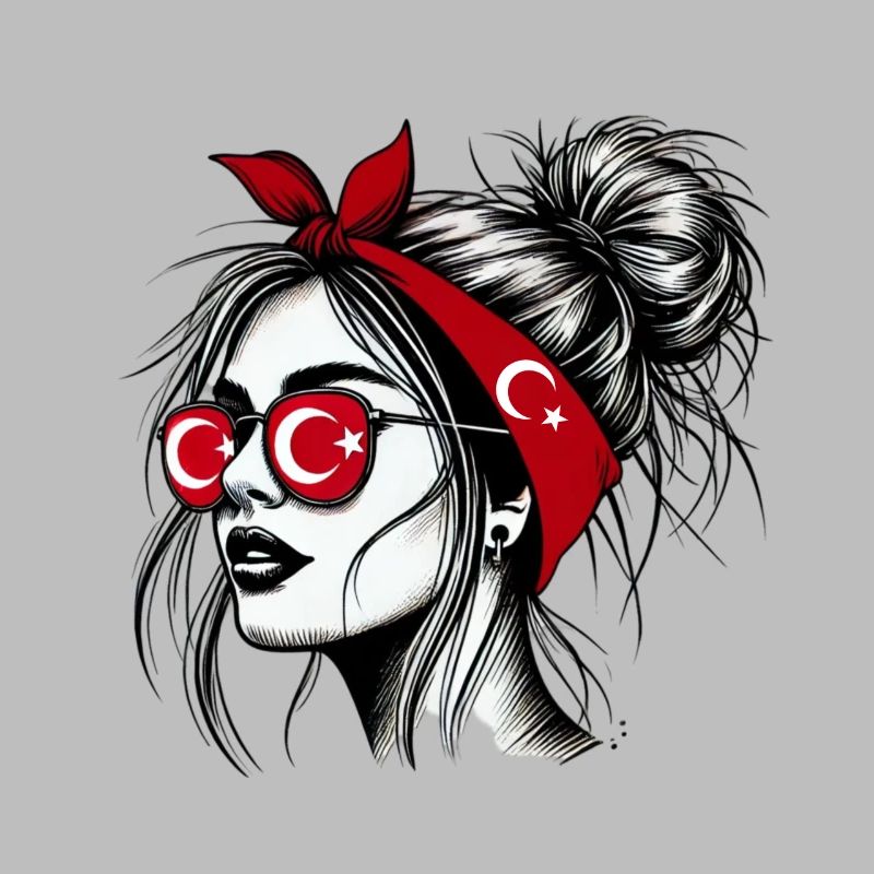 femme turque élégante avec design de drapeau turc