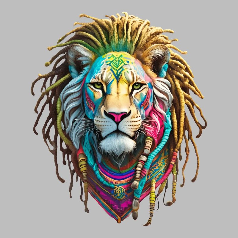 Bunte Afro Löwen und kunstvolle Dreadlocks