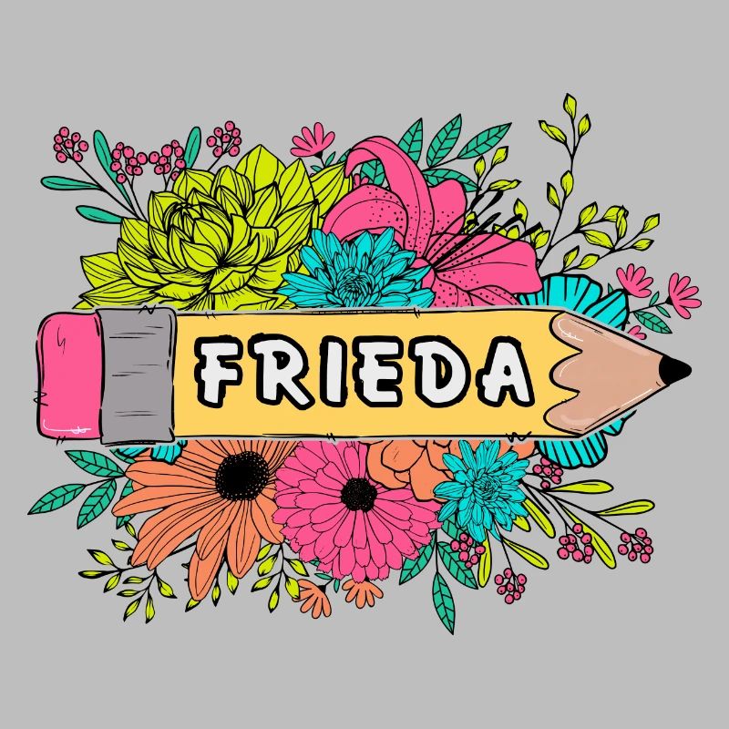 Blumen und Bleistift mit Name Frieda