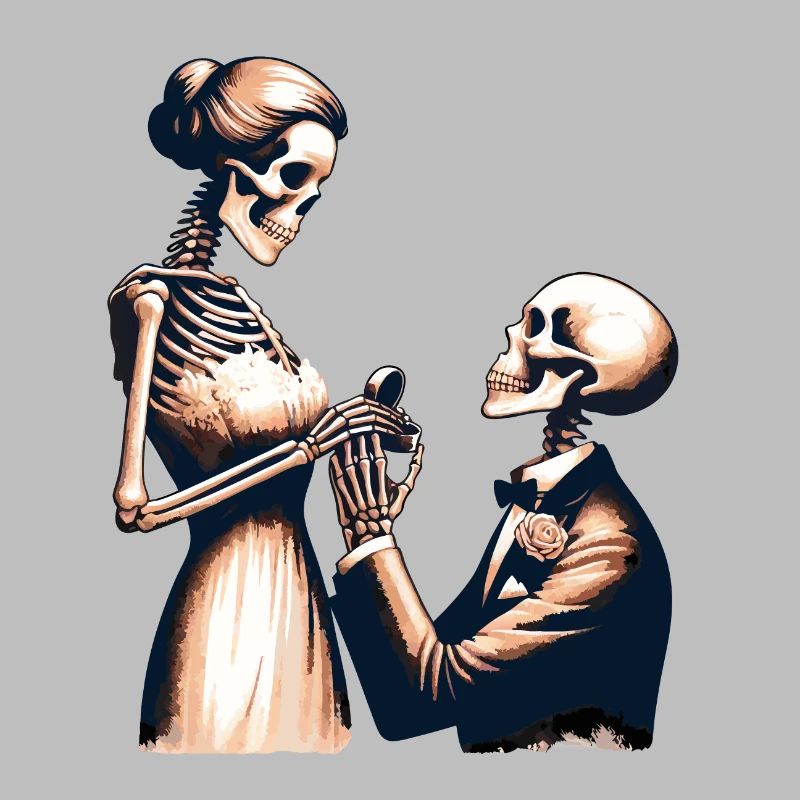 Conception de parodie de squelette de mariage