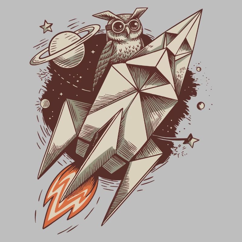 Weise Eule auf einer Rakete - Cosmic Adventure