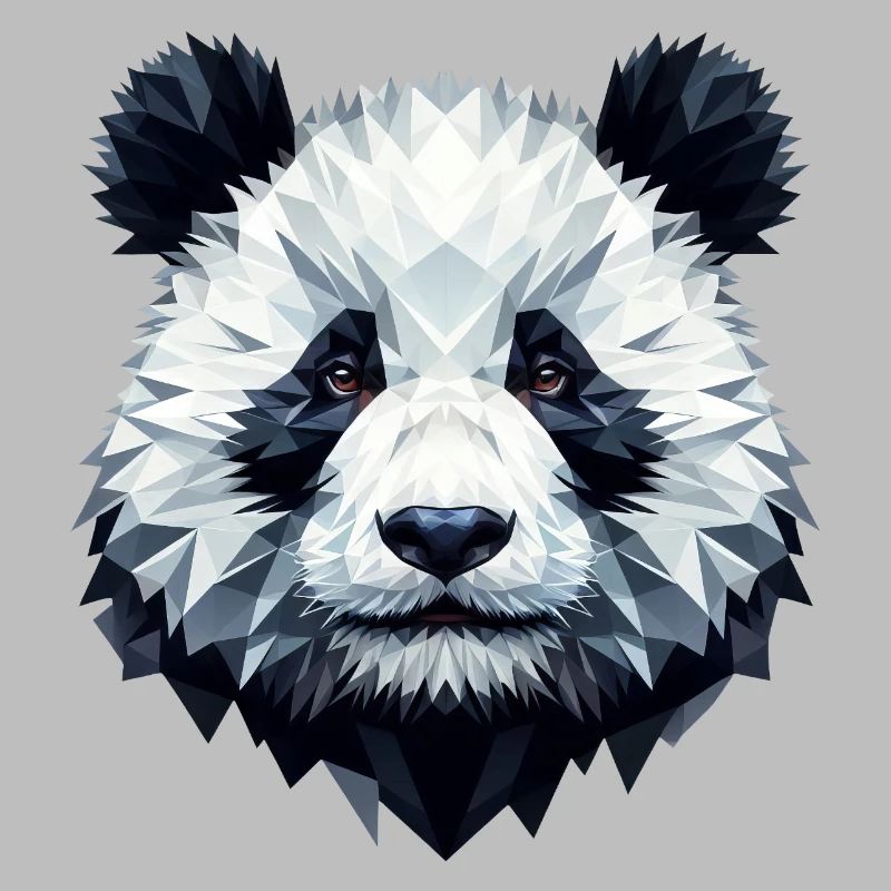 Panda Face Polygon Art Geometry