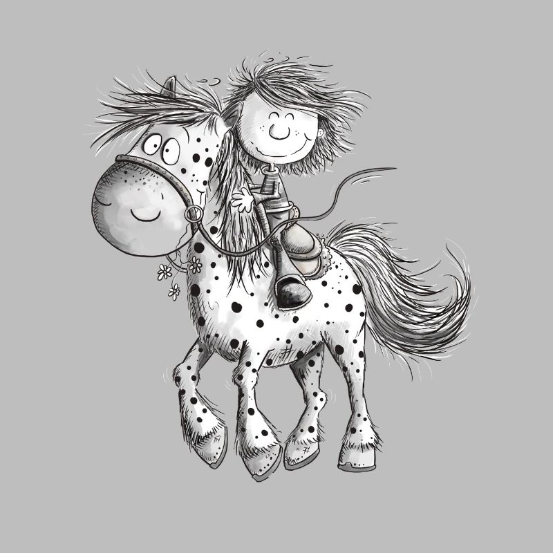 Cheval drôle avec cavalier cheval de dessin animé