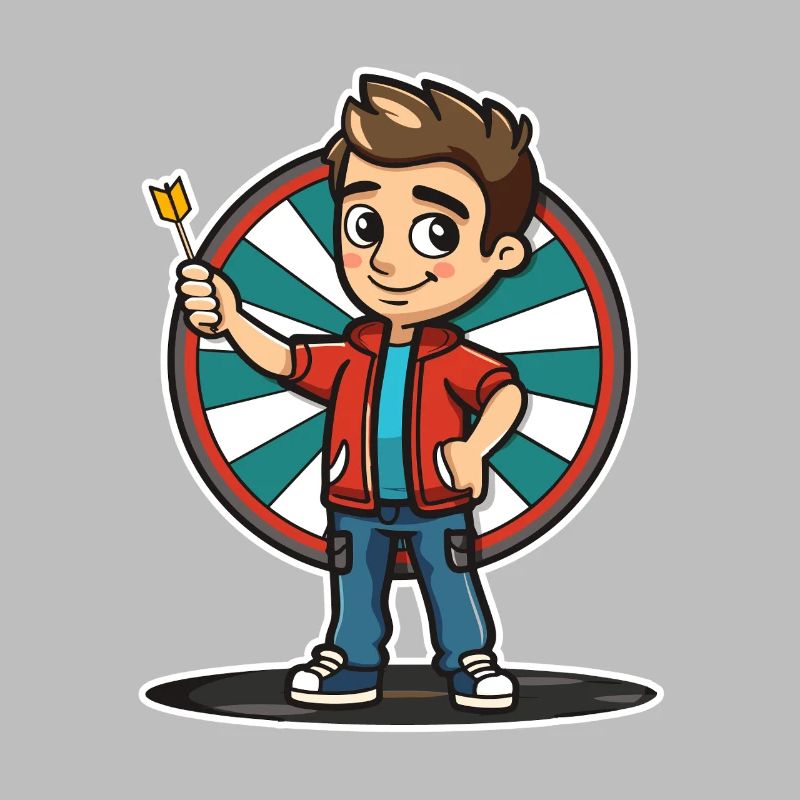 Style de dessin animé de joueur de fléchettes
