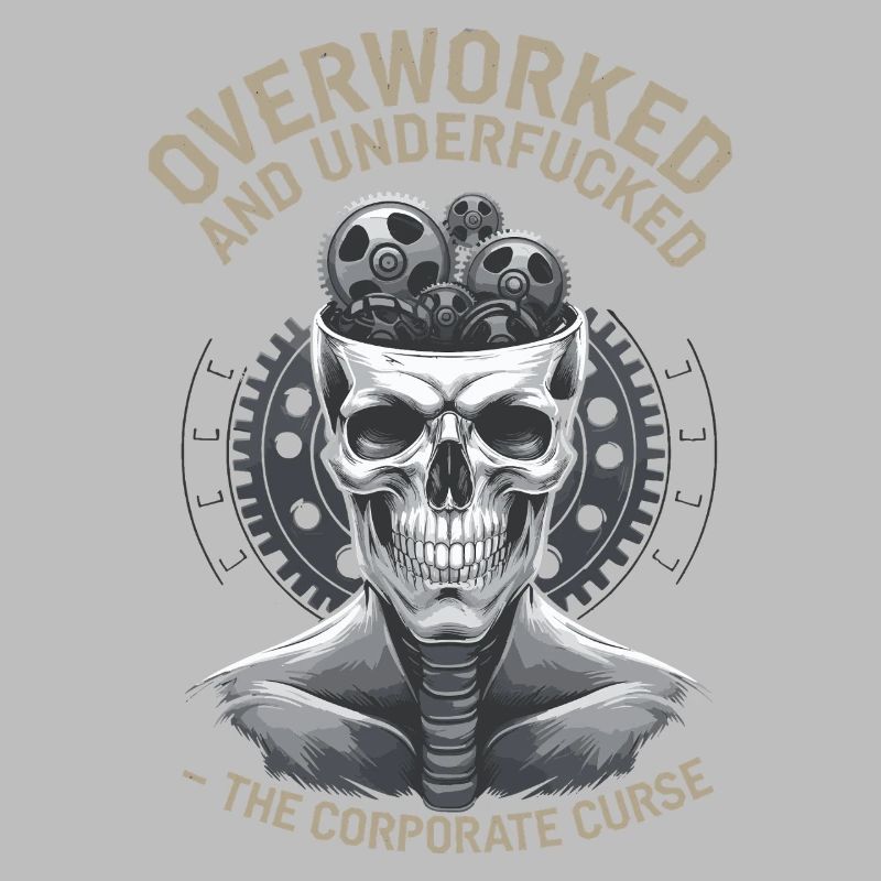 Overworked & Undervalued - Corporate Skull Design