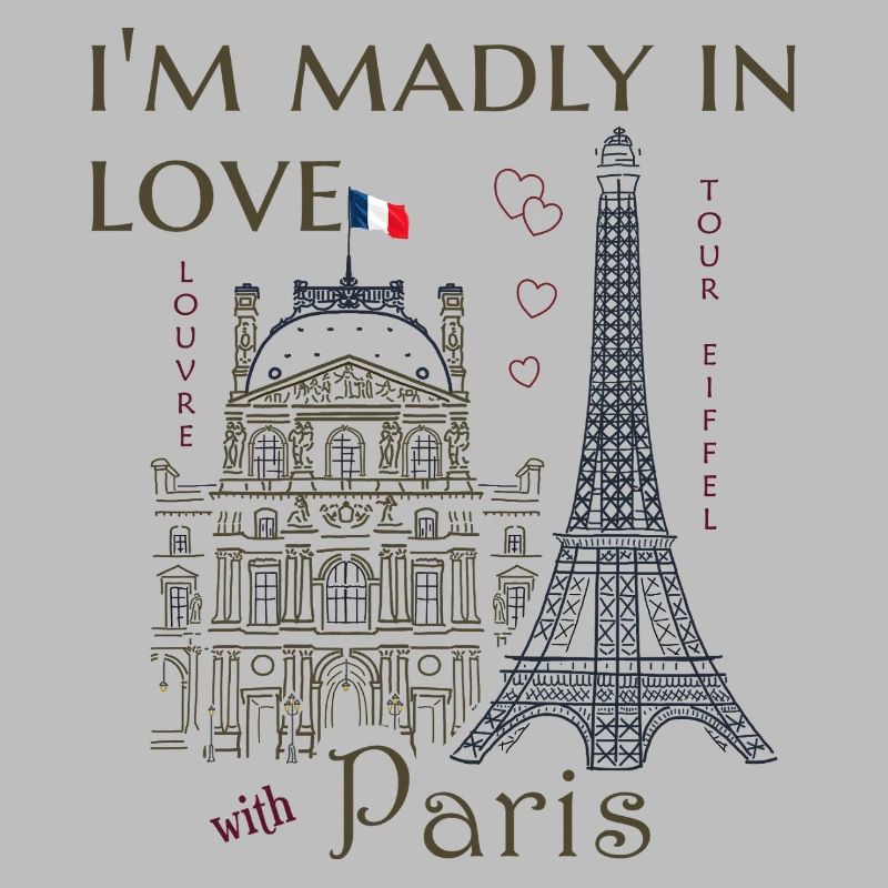 Paris, Louvre and Eiffel Tower Hand Drawn Love