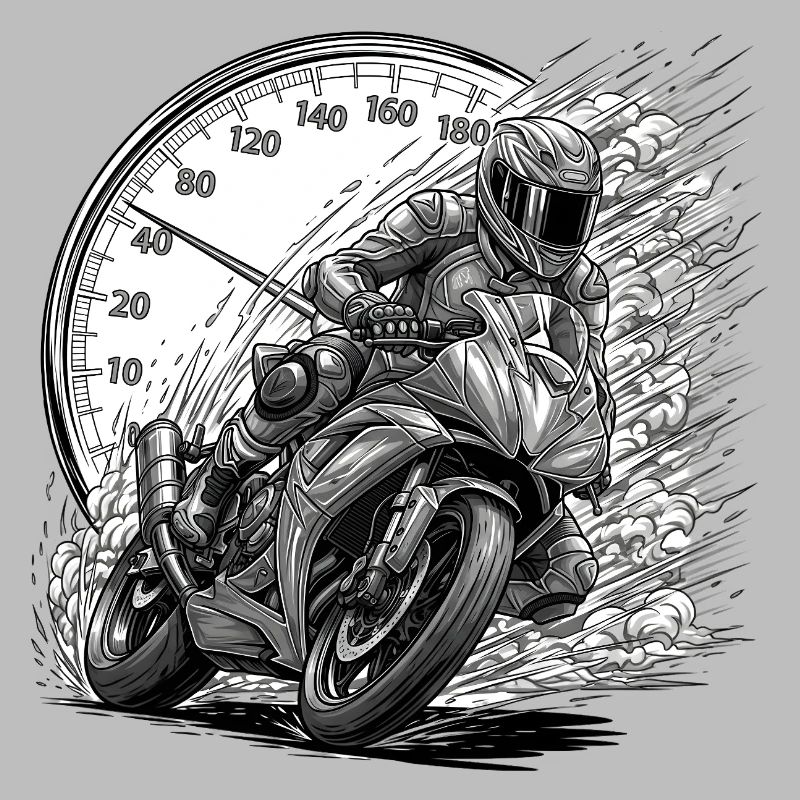 Biker, der von Geschwindigkeit angetrieben wird
