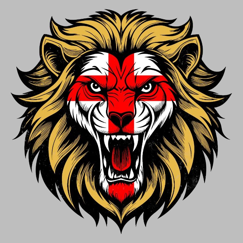 Angleterre George Croix Drapeau Féroce Lion Face Design