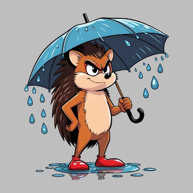 Cartoon Igel mit Regenschirm