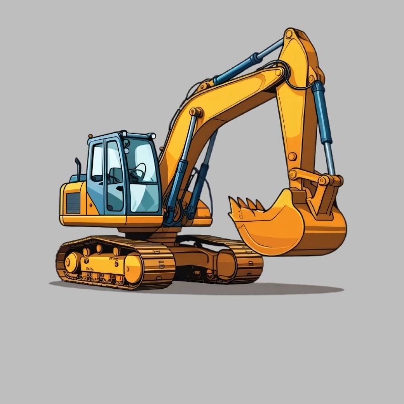 Excavator Construction Machine Illustration for Construction Site Fans