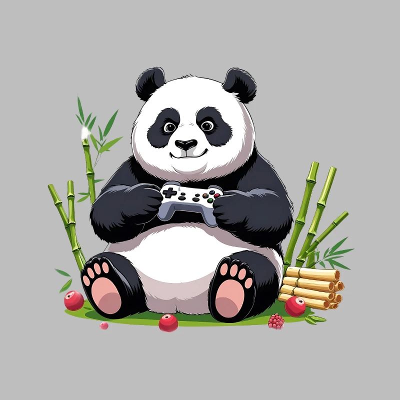 Panda mignon avec manette de jeu