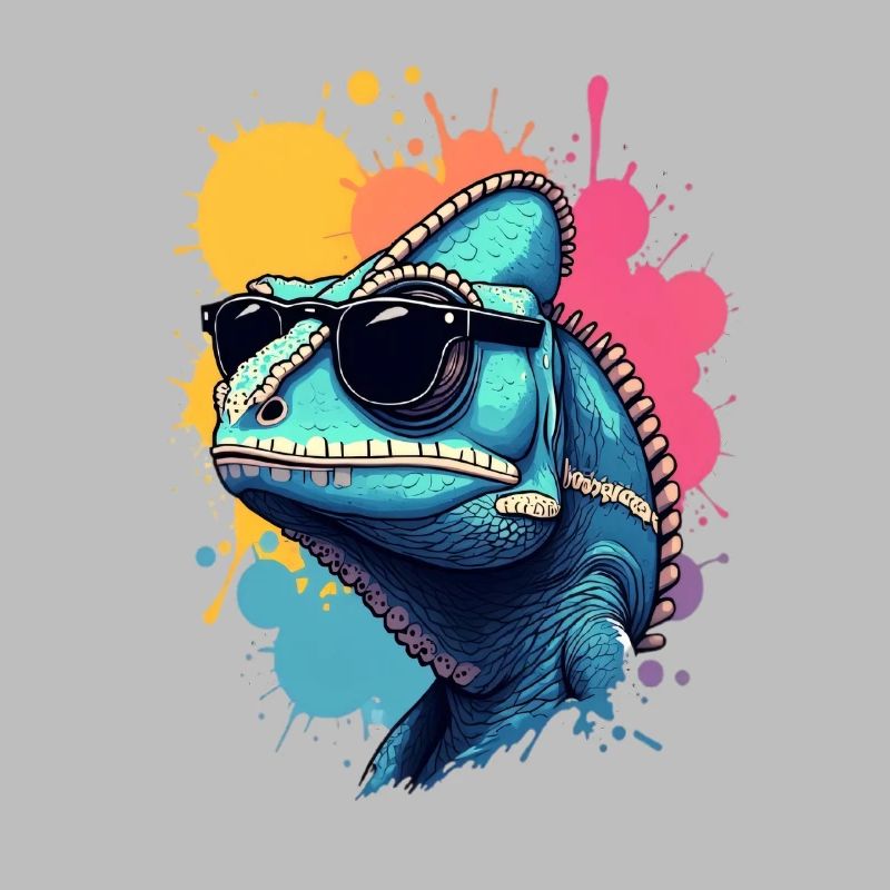 Cool chameleon with sunglasses
